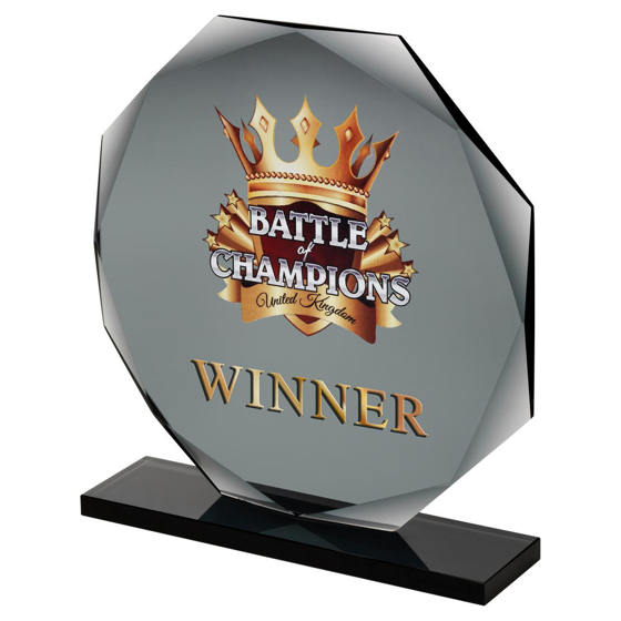 Smoked Black Glass Octagon Plaque (10mm Thick) - 5.75in (146mm)