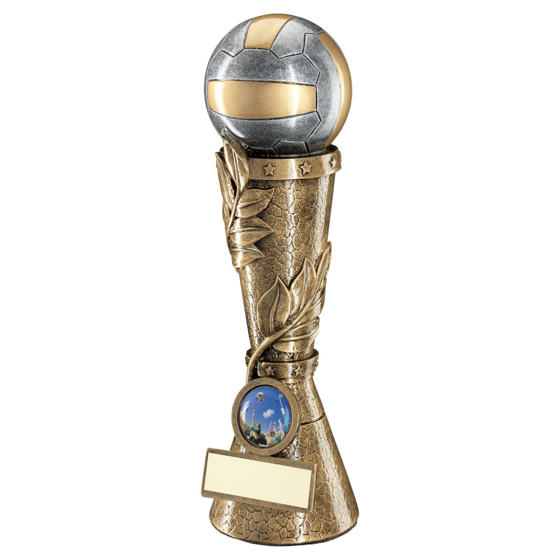Picture of Brz/pew/gold Netball Leaf Column With Plate (1in Centre) - 7in