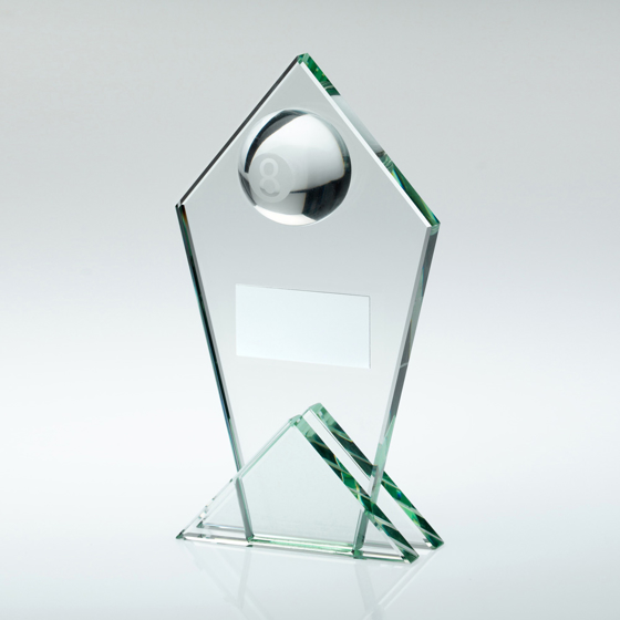 Picture of Jade Glass Pointed Plaque With Half Pool Ball And Plate - 8.5in
