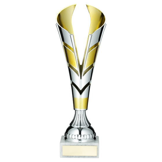 Picture of Silver/gold Plastic V Trophy Cup - 11.25in