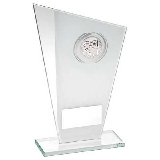 Picture of White/silver Printed Glass Plaque With Football Insert And Plate - 7.25in