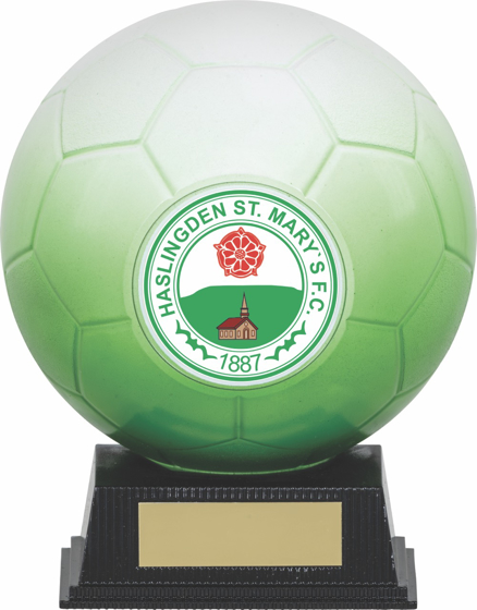 Picture of Nova Sphere Football Award in White and Green 5.75" (145mm)